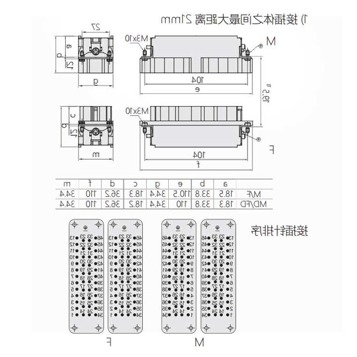 Male core, cold pressed, suitable for H48B shell, HEE-046-M(1-46) / HEE-046-MD(47-92)、09320463001/09320463011